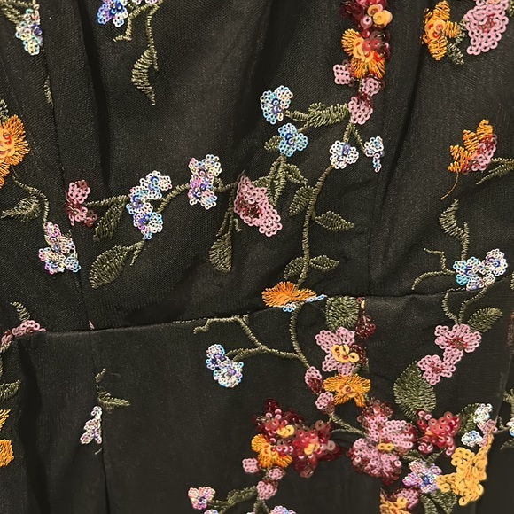 Lulus Wow and Forever Black Floral Sequin Strapless Maxi Dress Size XS - Picture 7 of 9